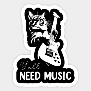 Cat Lovers Funny Cat Need Music Rock Cat Playing Guitar Sticker